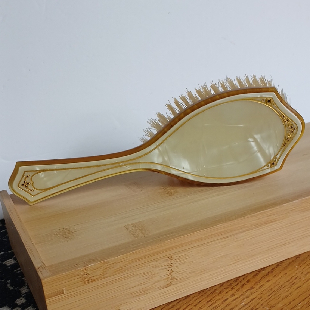 Vintage Pyralin Arlington Hairbrush Vanity Art Deco Collectible 9"